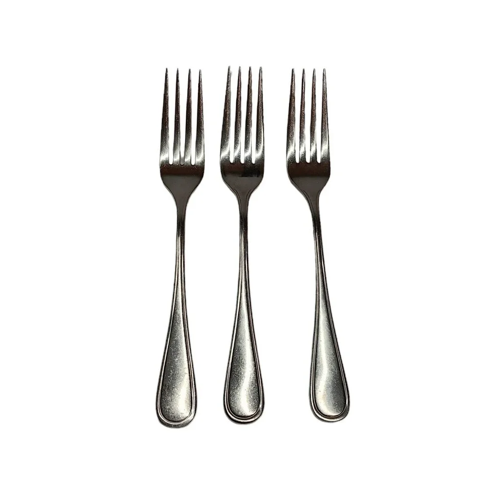 3 Stainless DJ Korea Replacement Dinner‎ Forks Glossy Round Tip Outline